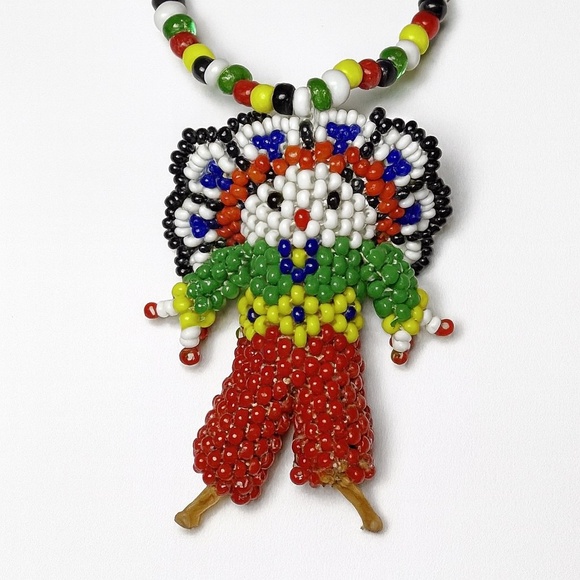 1970s Zuni Beaded Kachina Necklace Southwestern Vintage Art - Picture 2 of 14